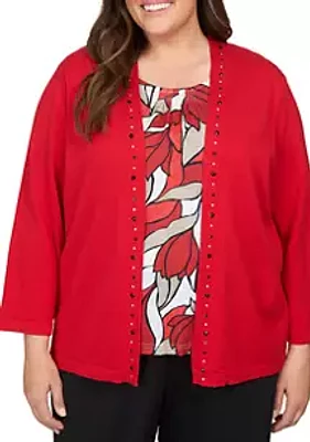 Alfred Dunner Plus Floral Two One Top
