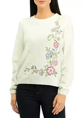 Alfred Dunner Women's Embroidered Chenille Sweater