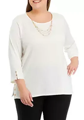 Alfred Dunner Plus Solid Knit Top