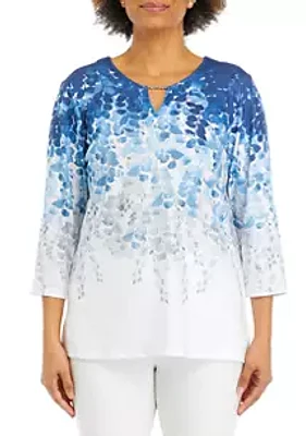 Alfred Dunner Women's Leaf Printed Blouse