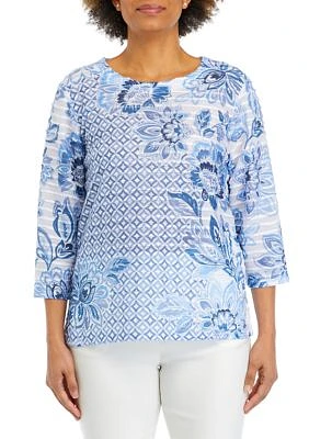 Women's Geometric Floral Printed Top