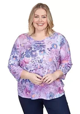 Alfred Dunner Plus Watercolor Floral Top