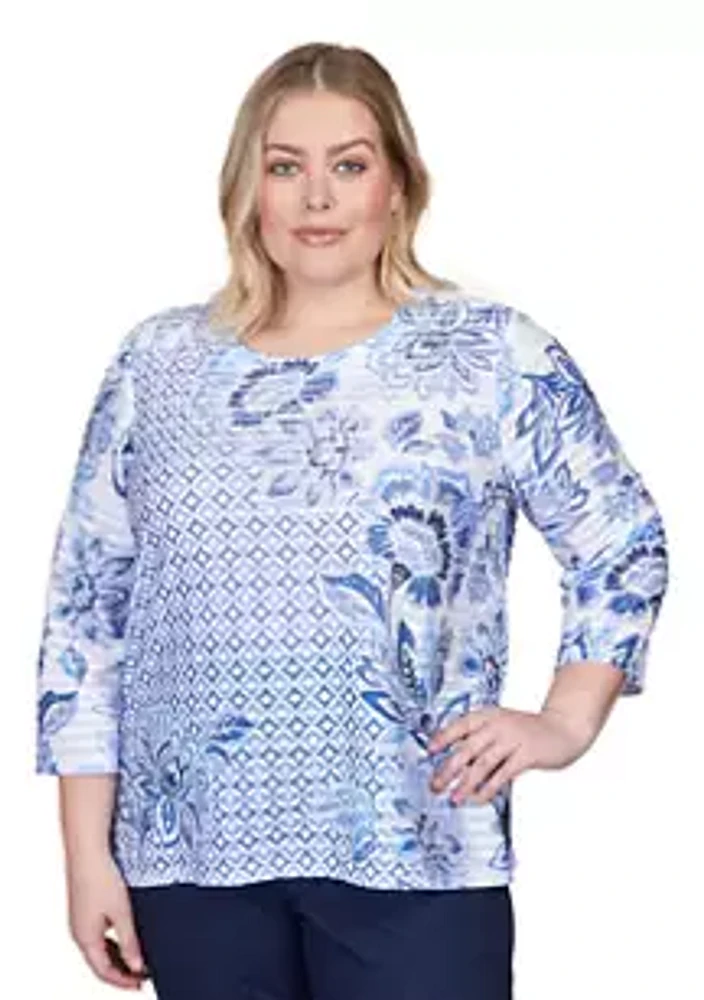 Alfred Dunner Plus Geometric Floral Top