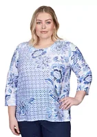 Alfred Dunner Plus Geometric Floral Top