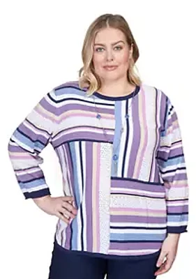 Alfred Dunner Plus Blocked Stripe Sweater