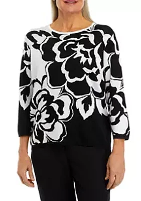 Alfred Dunner Women's Dramatic Floral Printed Top