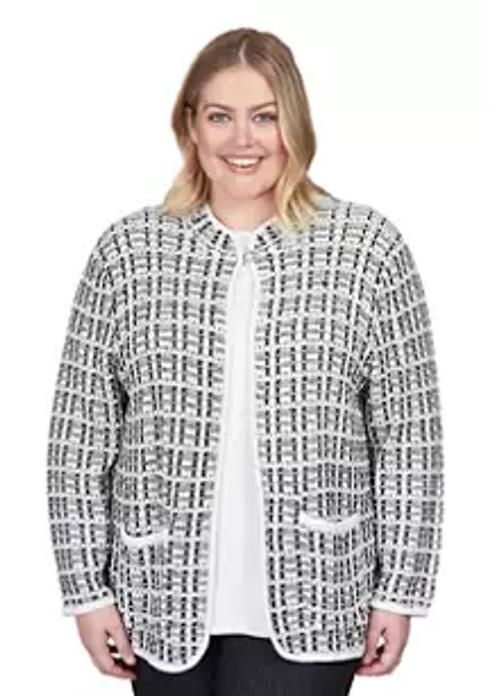 Alfred Dunner Plus Knit Textured Jacket