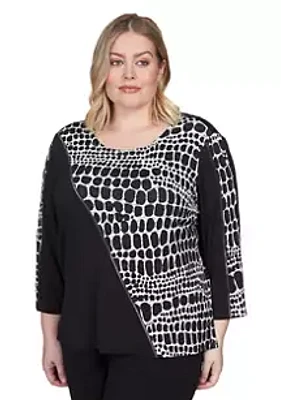 Alfred Dunner Plus Spliced Animal Print Top