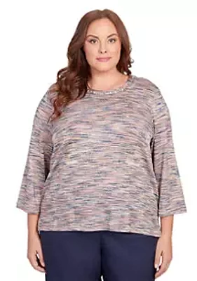 Alfred Dunner Plus A Fresh Start Space Dye Top