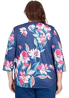 Plus Full Bloom Placed Floral Top