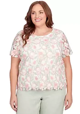 Alfred Dunner Plus English Garden Lace Floral Top