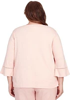 Plus English Garden Asymmetric Floral Embroidered Top