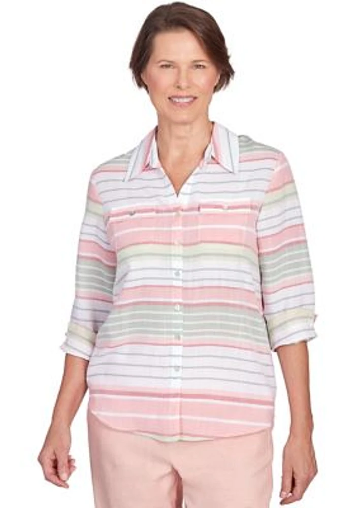 Petite English Garden Stripe Shirt