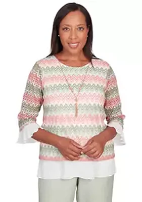 Alfred Dunner Petite English Garden Zig Zag Textured Top