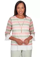 Alfred Dunner Petite English Garden Zig Zag Textured Top