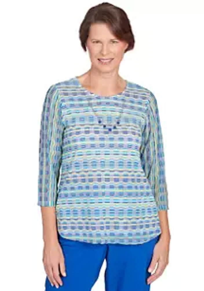 Alfred Dunner Women's Tradewinds Textured Biadere Top