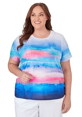 Plus Paradise Island Watercolor Stripe Top