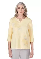 Alfred Dunner Women's Charleston Embroidered Flowers Top