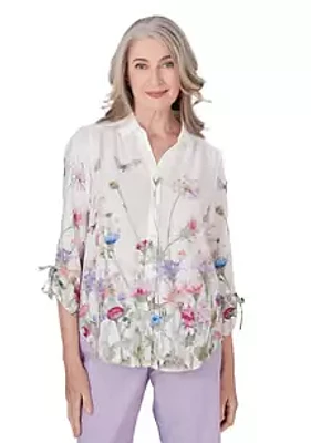 Alfred Dunner Women's Garden Party Watercolor Floral Top