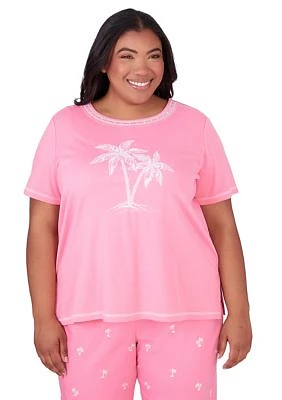 Plus Miami Beach Embroidered Palm Tree Blouse