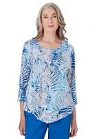 Women's  Neptune Beach Seashell Torn Jacquard Top