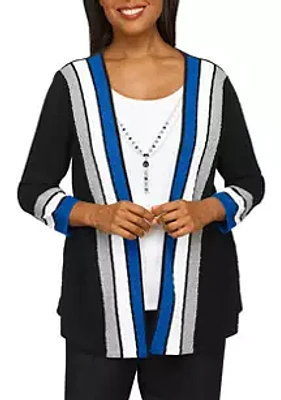 Alfred Dunner Women's Cascade Stripe 2Fer Sweater