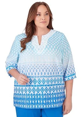 Plus Neptune Beach Ombre Ikat Diamond Top