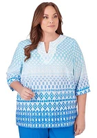 Plus Neptune Beach Ombre Ikat Diamond Top