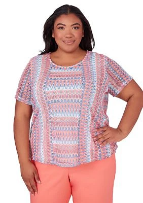 Plus Neptune Beach Splice Texture Stripe Top