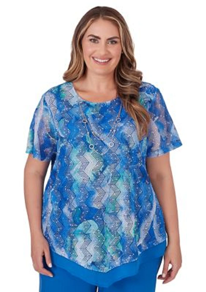 Plus Neptune Beach Tie Dye Texture Top