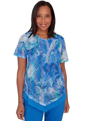 Petite Neptune Beach Tie Dye Texture Blouse