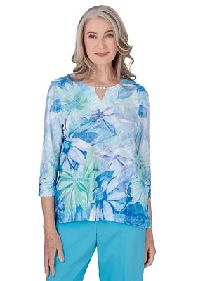 Women's Summer Breeze Watercolor Floral Texture Top