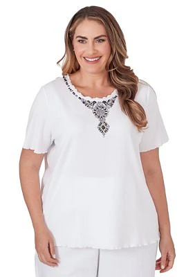 Plus Blue Bayou Beaded Yoke Top