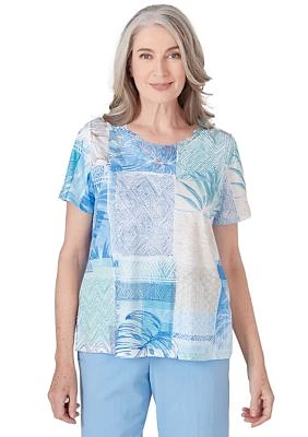 Women's Hyannisport Leaf Geo Patchwork Top