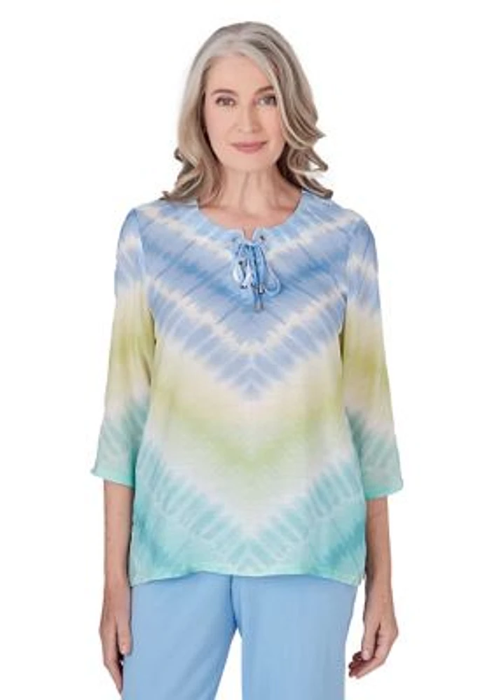 Petite Hyannisport Tie Dye Chevron Top