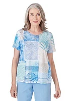 Petite Hyannisport Leaf Geo Patchwork Top