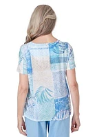 Petite Hyannisport Leaf Geo Patchwork Top