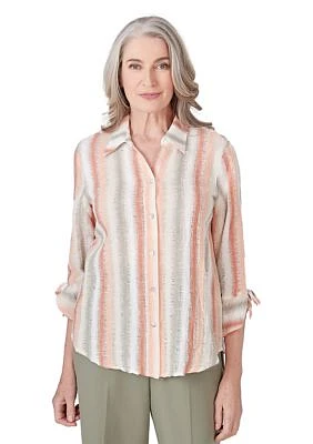 Petite Tuscan Sunset Stripe Texture Top