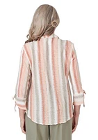 Petite Tuscan Sunset Stripe Texture Top