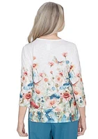 Women's Sedona Sky Floral Dragonfly Border Top