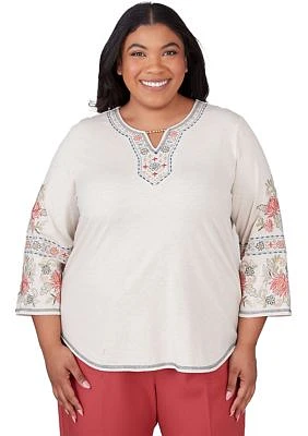 Plus Sedona Sky Embroidered Top