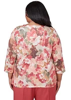 Plus Sedona Sky Watercolor Floral Burnout Top