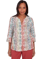 Petite Sedona Sky Vertical Texture Print Top