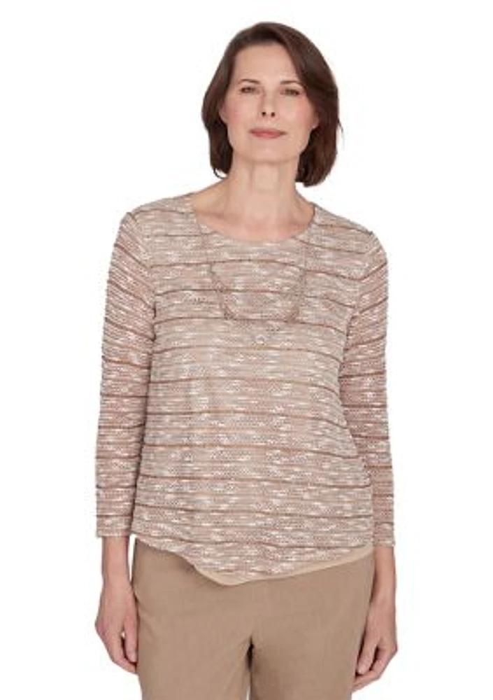 Women's Charm School Space Dye Texture Biadere Top