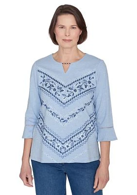 Women's Scottsdale Chevron Floral Embroidery Top