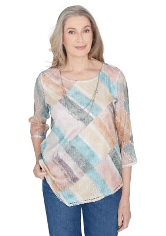 Women's Scottsdale Stained Glass Popcorn Knit Top