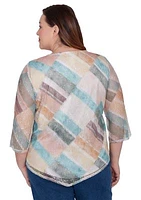 Plus Scottsdale Stained Glass Popcorn Knit Top