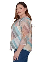 Plus Scottsdale Stained Glass Popcorn Knit Top