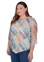 Plus Scottsdale Stained Glass Popcorn Knit Top