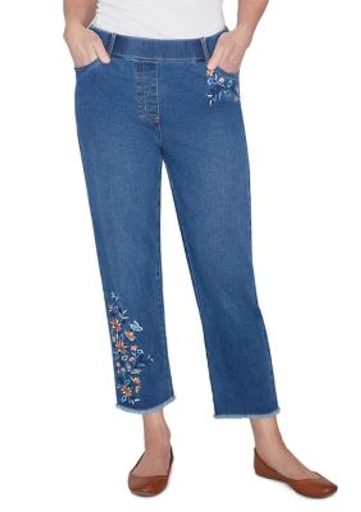 Petite Scottsdale Embroidered Fringe Ankle Pants